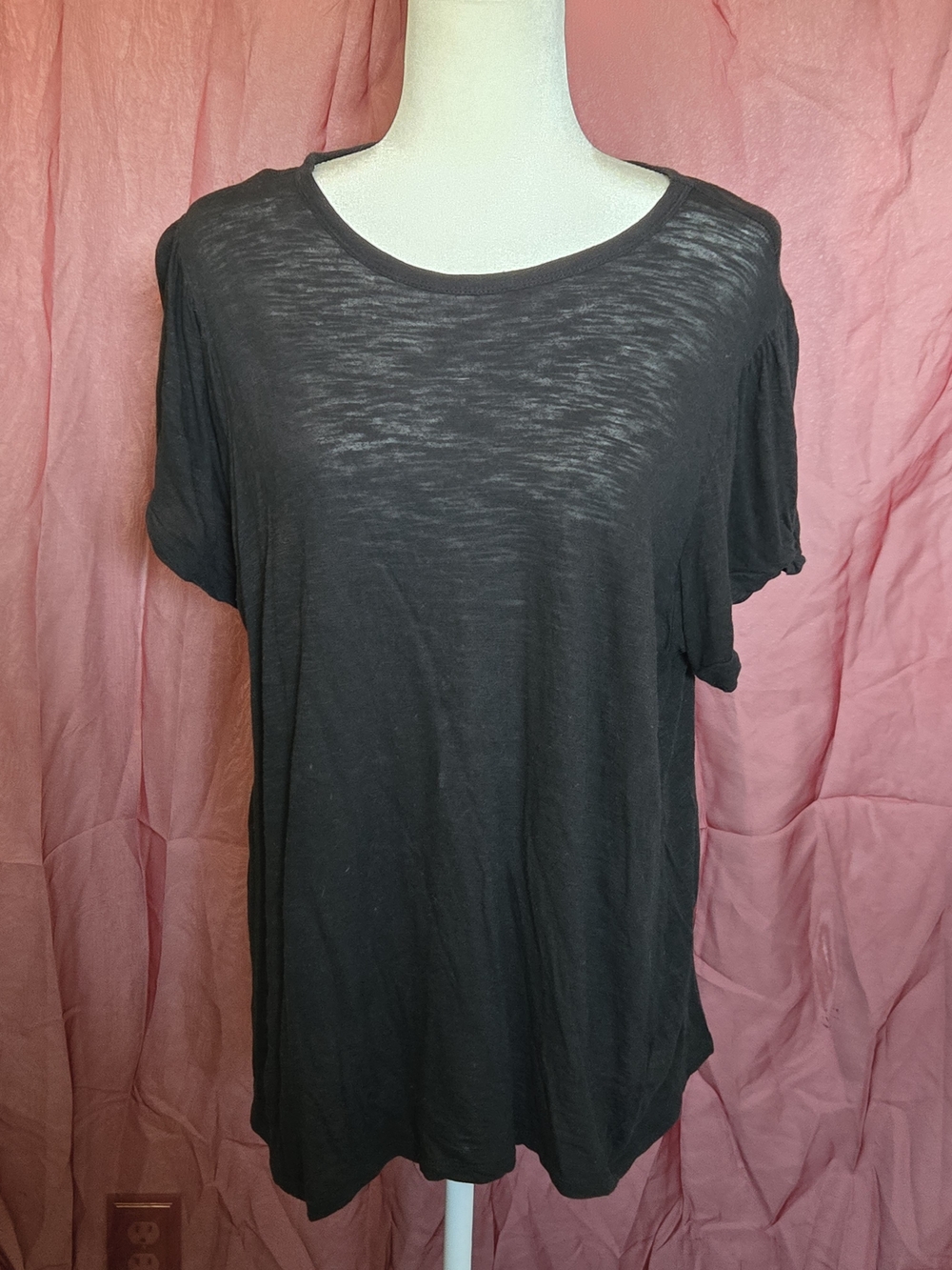 torrid Black Short Sleeve Sheer Crewneck Tee